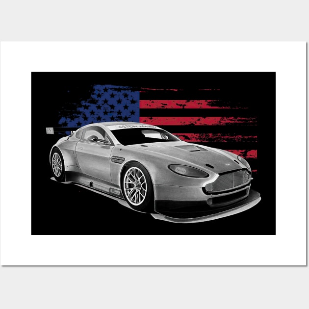 Aston Martin Vantage GT8 (Mk I) Cars Form American Flag Wall Art by ElenaBerryDesigns